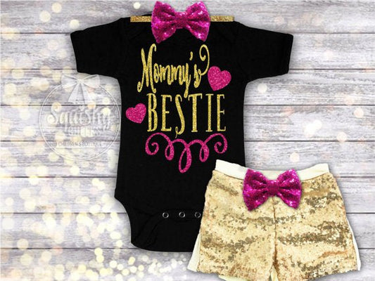 Girl's Mommy's Bestie Outfit - Squishy Cheeks