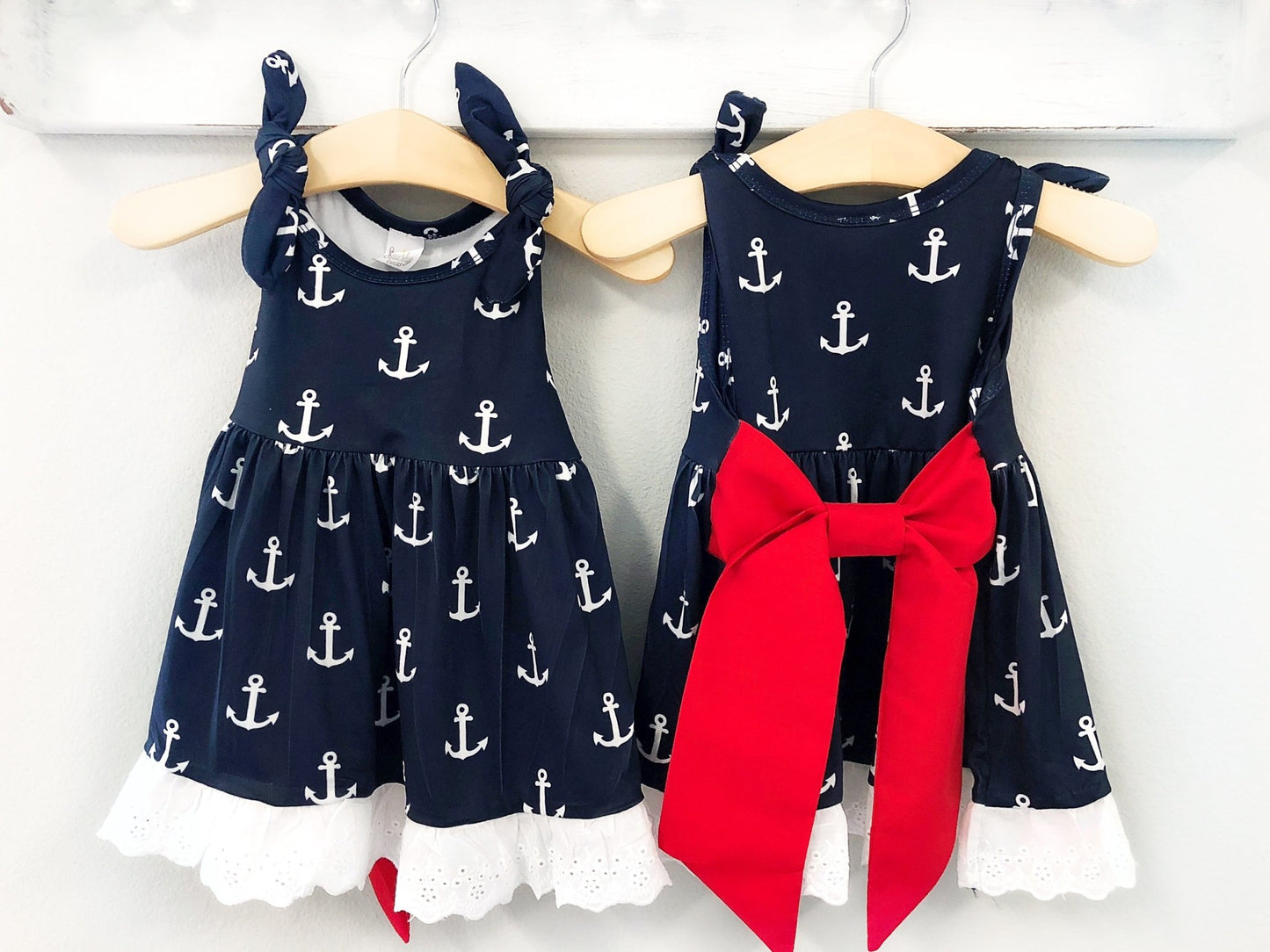Girl's Nautical Navy Patriotic Dress - Squishy Cheeks