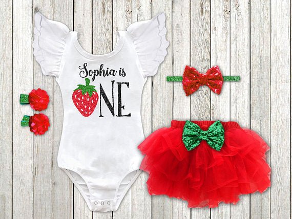 Strawberry first birthday outlet outfit