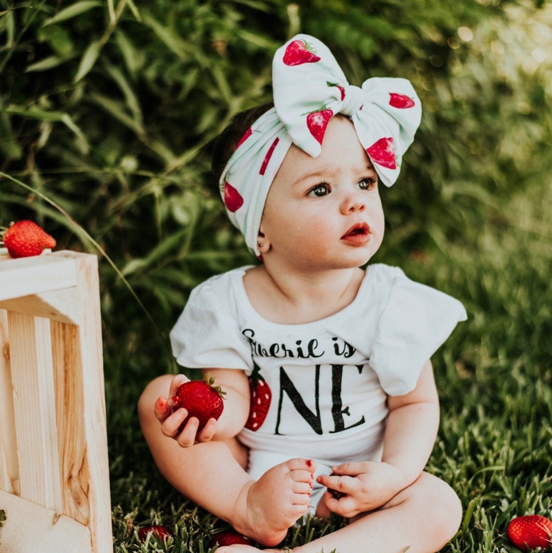 Girl's Personalized 1st Birthday Strawberry Outfit - Squishy Cheeks