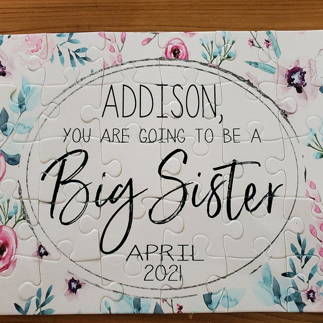 Girl's Personalized Big Sister Announcement Puzzle - Squishy Cheeks
