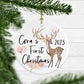 Girl's Personalized First Christmas Deer Ornament - Squishy Cheeks
