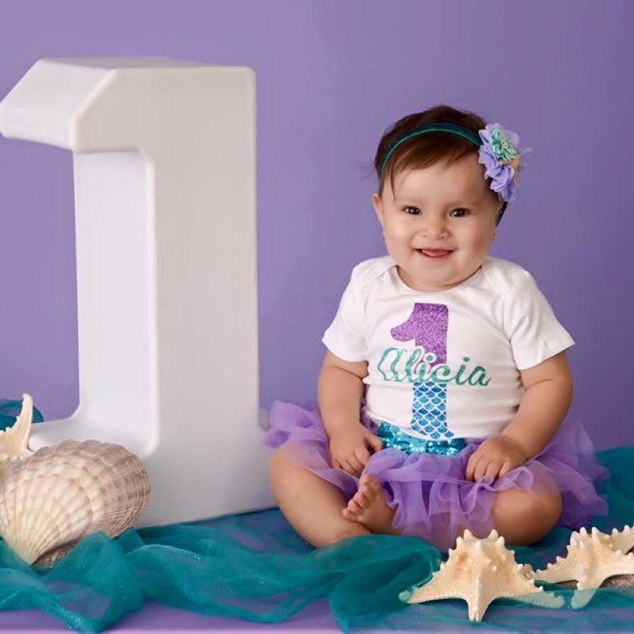 Girl's Personalized Mermaid Bloomer Birthday Outfit - Squishy Cheeks