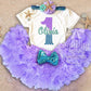 Girl's Personalized Mermaid Skirt Birthday Outfit - Squishy Cheeks