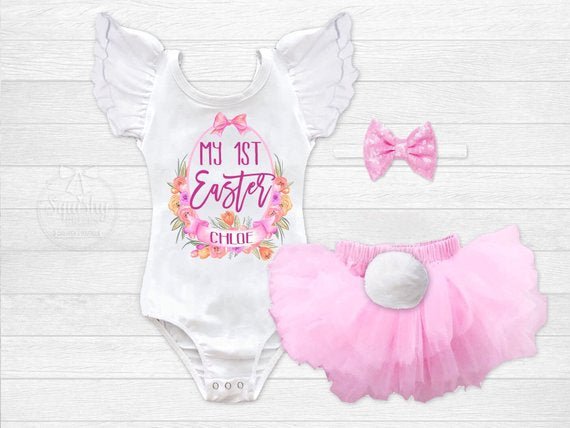Girl's Personalized My 1st Easter Outfit - Squishy Cheeks