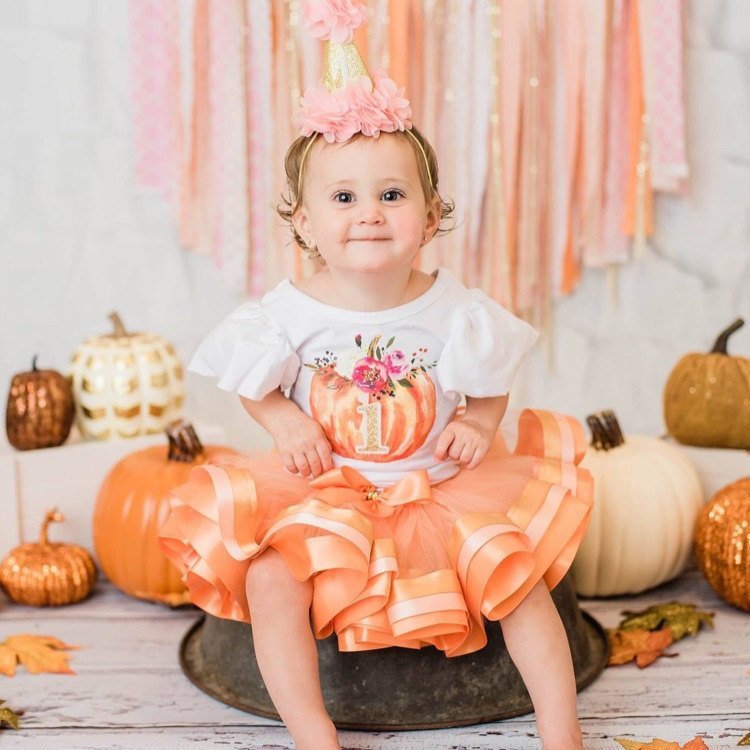 Girl's Personalized Pumpkin Birthday Top - Squishy Cheeks