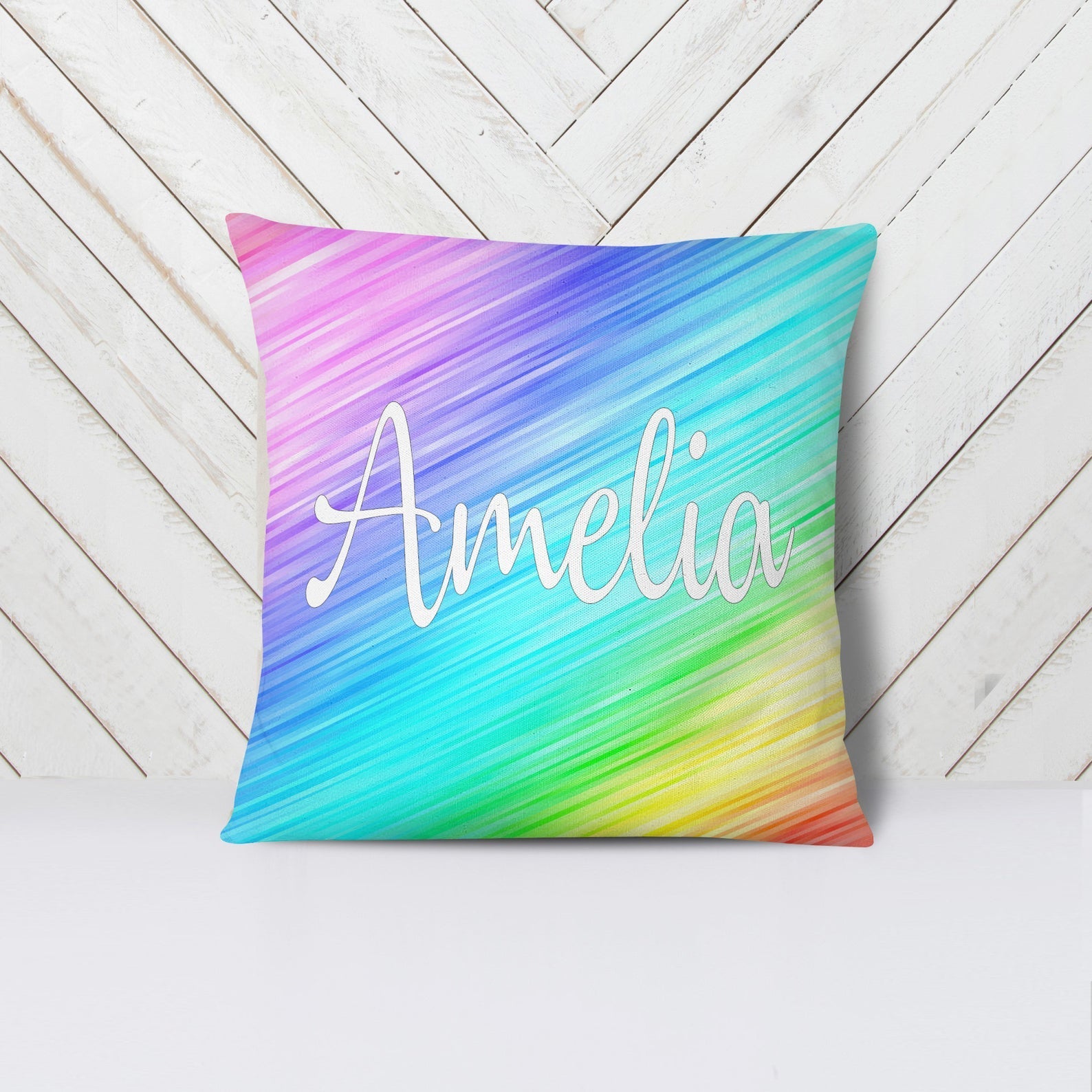 Girl's Personalized Rainbow Plush Pillow - Squishy Cheeks