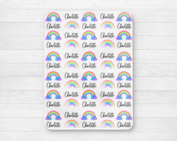Girl's Personalized Rainbow Swaddle Blanket - Squishy Cheeks
