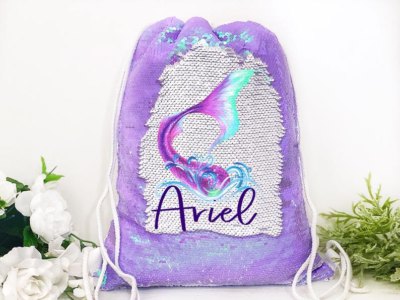 Girl's Personalized Reversible Mermaid Backpack - Squishy Cheeks