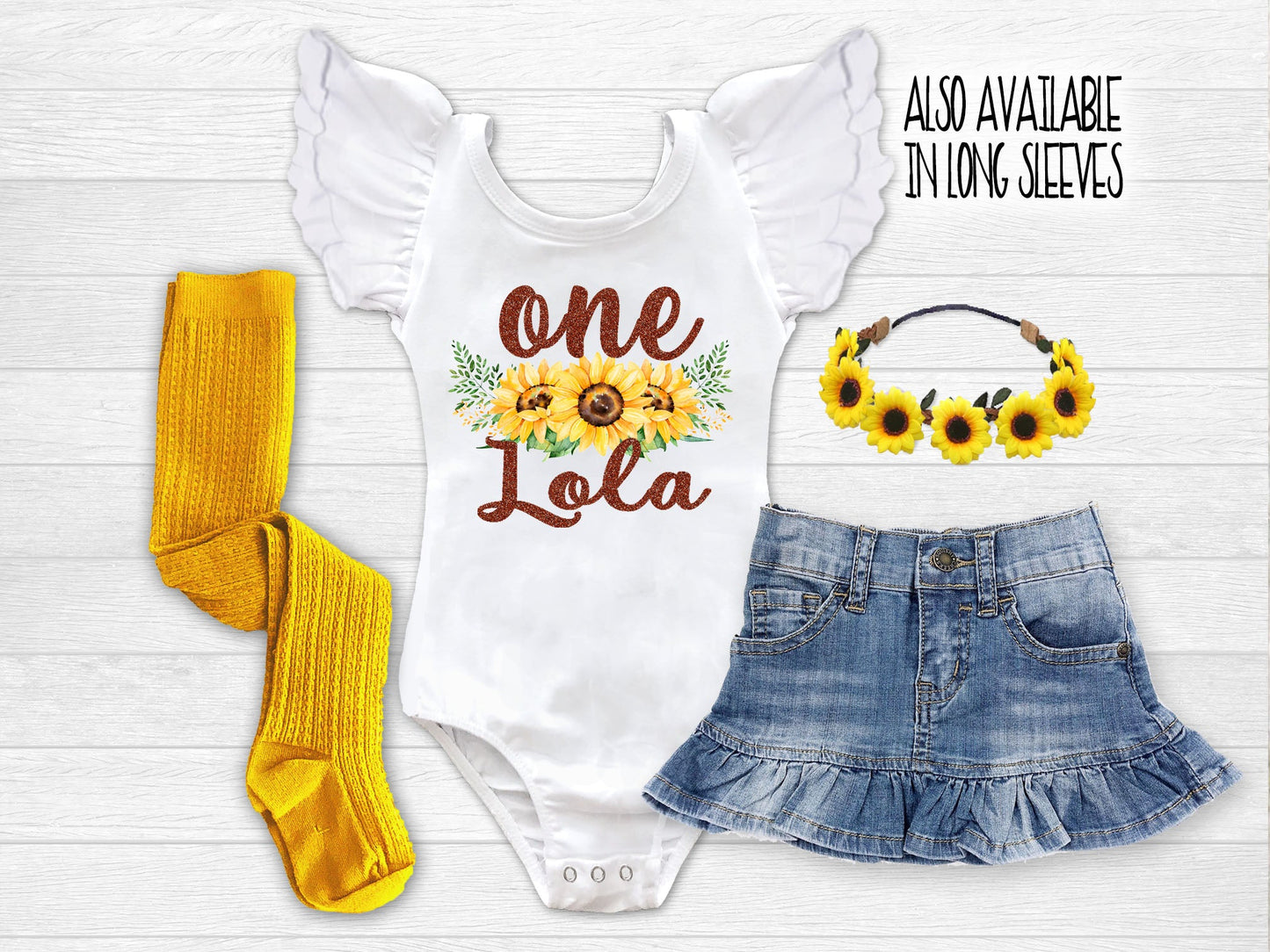 Girl's Personalized Sunflower Birthday Outfit - Squishy Cheeks