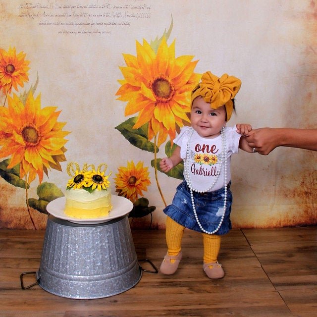 Sunflower first birthday store outfit