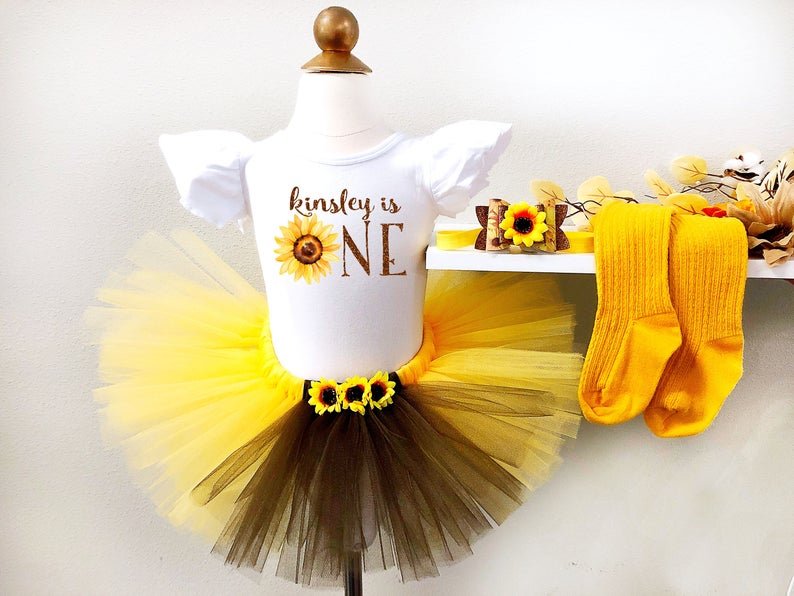 Girl's Personalized Sunflower Birthday Tutu Outfit - Squishy Cheeks