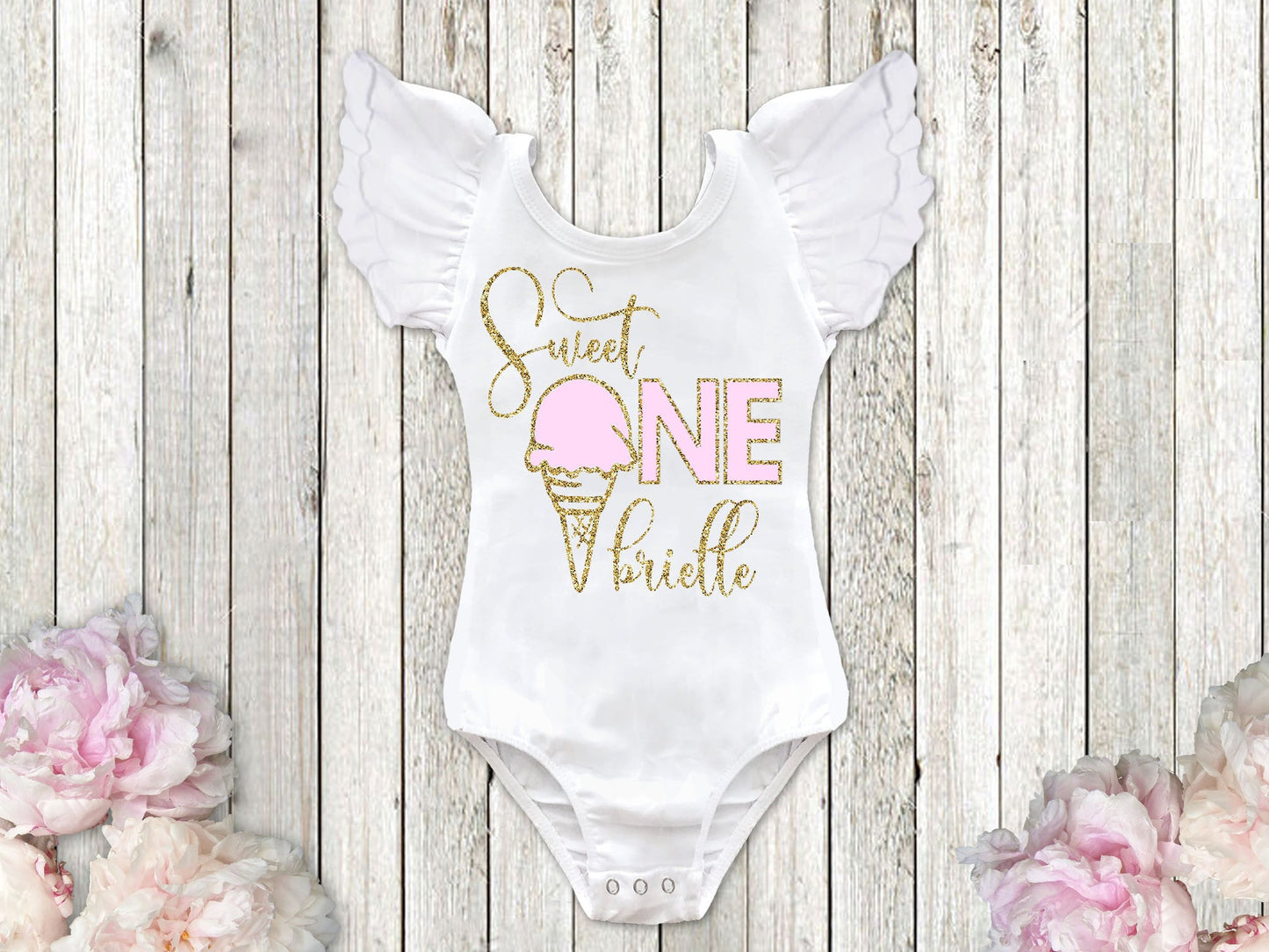 Girl's Personalized Sweet One Ice Cream Birthday Top - Squishy Cheeks