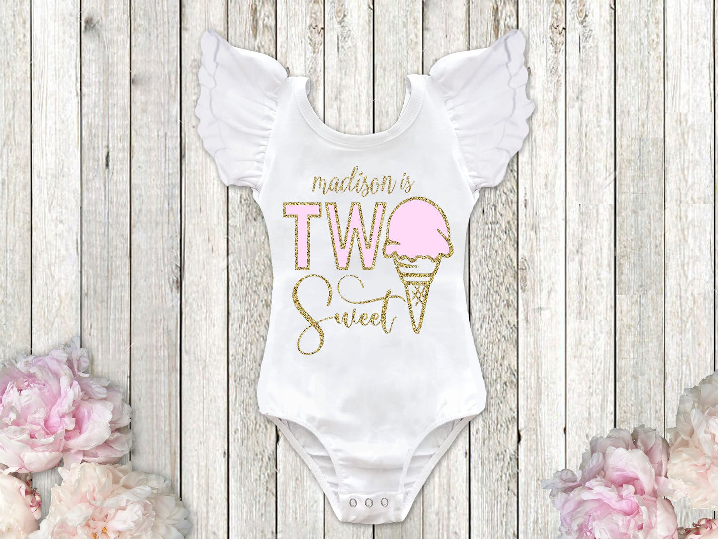 Girl's Personalized Two Sweet Ice Cream Top - Squishy Cheeks