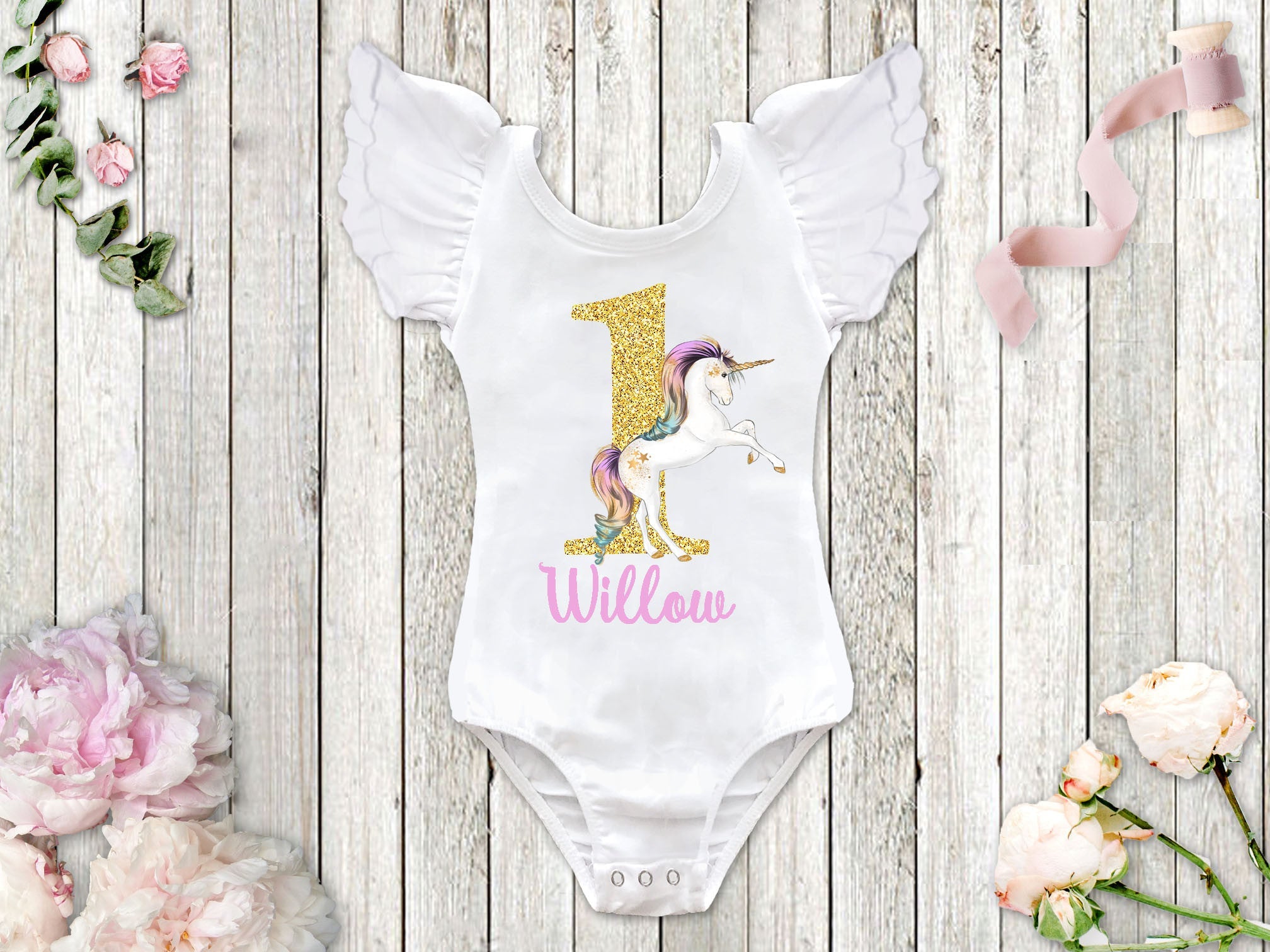 First birthday best sale unicorn onesie