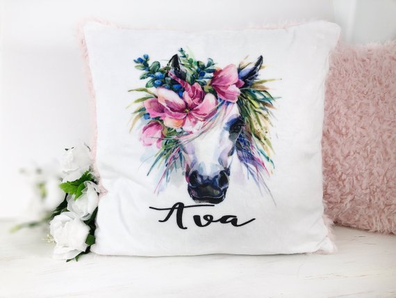 Girl's Personalized Unicorn Plush Pillow - Squishy Cheeks
