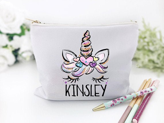 Girl's Personalized Unicorn School Supplies Bag - Squishy Cheeks