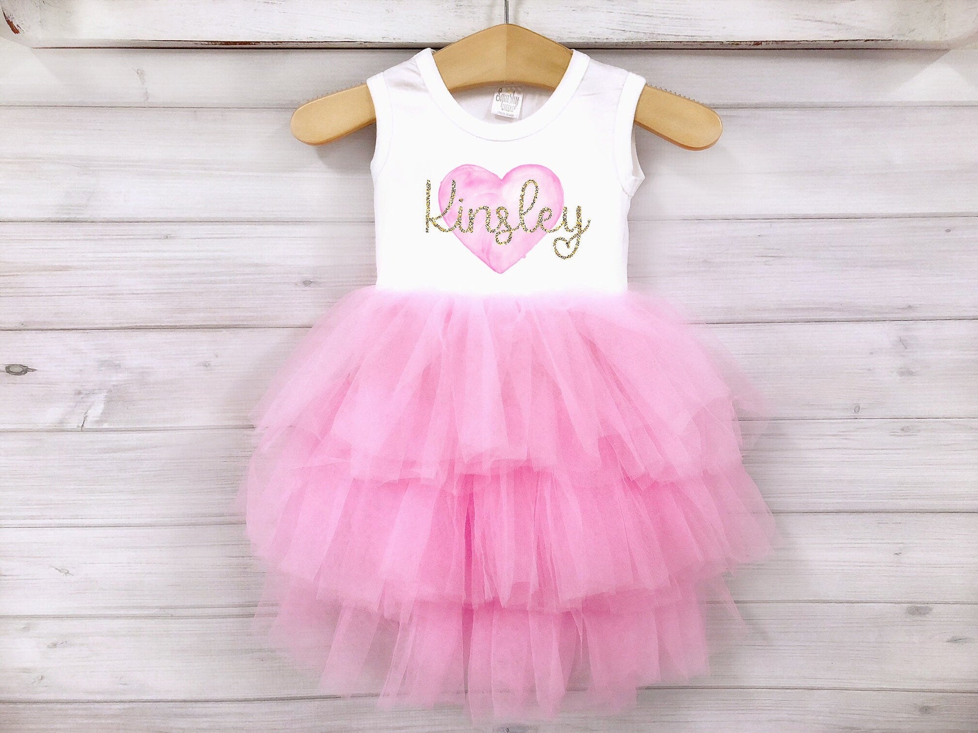 Girls Personalized Valentines Day Dress Lavender Fluffy Dress with Name - Squishy Cheeks
