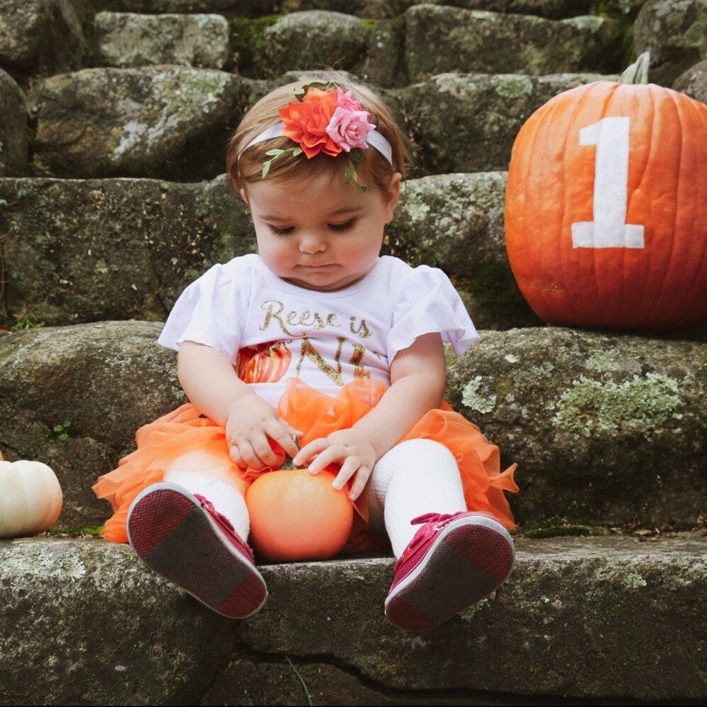 Girl's Pumpkin First Birthday Outfit Pumpkin 1st Birthday Party Pumpkin Patch Outfit Fall Birthday Outfit Boho Pumpkin Patch Outfit - Squishy Cheeks