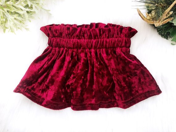 Girl's Red Velvet Christmas Skirt - Squishy Cheeks
