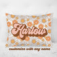 Girls Retro Groovy Daisy Name Pillow Retro Theme Bedroom Girl Personalized Pillow - Squishy Cheeks
