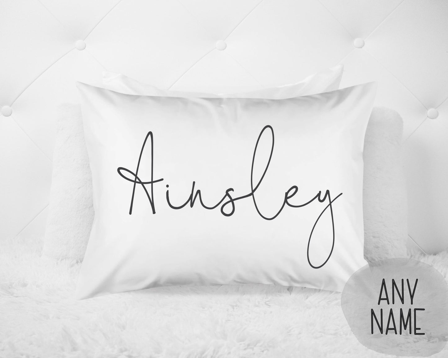 Girl's Script Personalized Name Pillow Case - Squishy Cheeks
