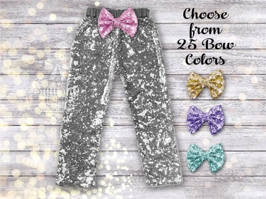 Girl's Silver Sequin Pants - Squishy Cheeks