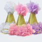 Gold Birthday Hats - Pink, Lavender, Hot Pink - Squishy Cheeks