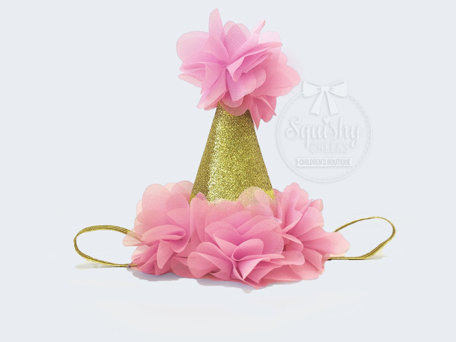 Gold Birthday Hats - Pink, Lavender, Hot Pink - Squishy Cheeks