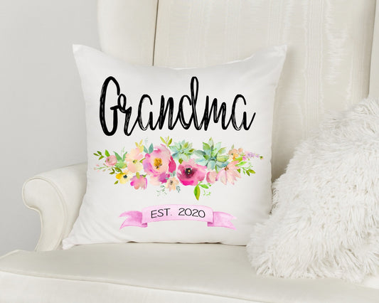 Grandma Est. Personalized Floral Pillow - Squishy Cheeks