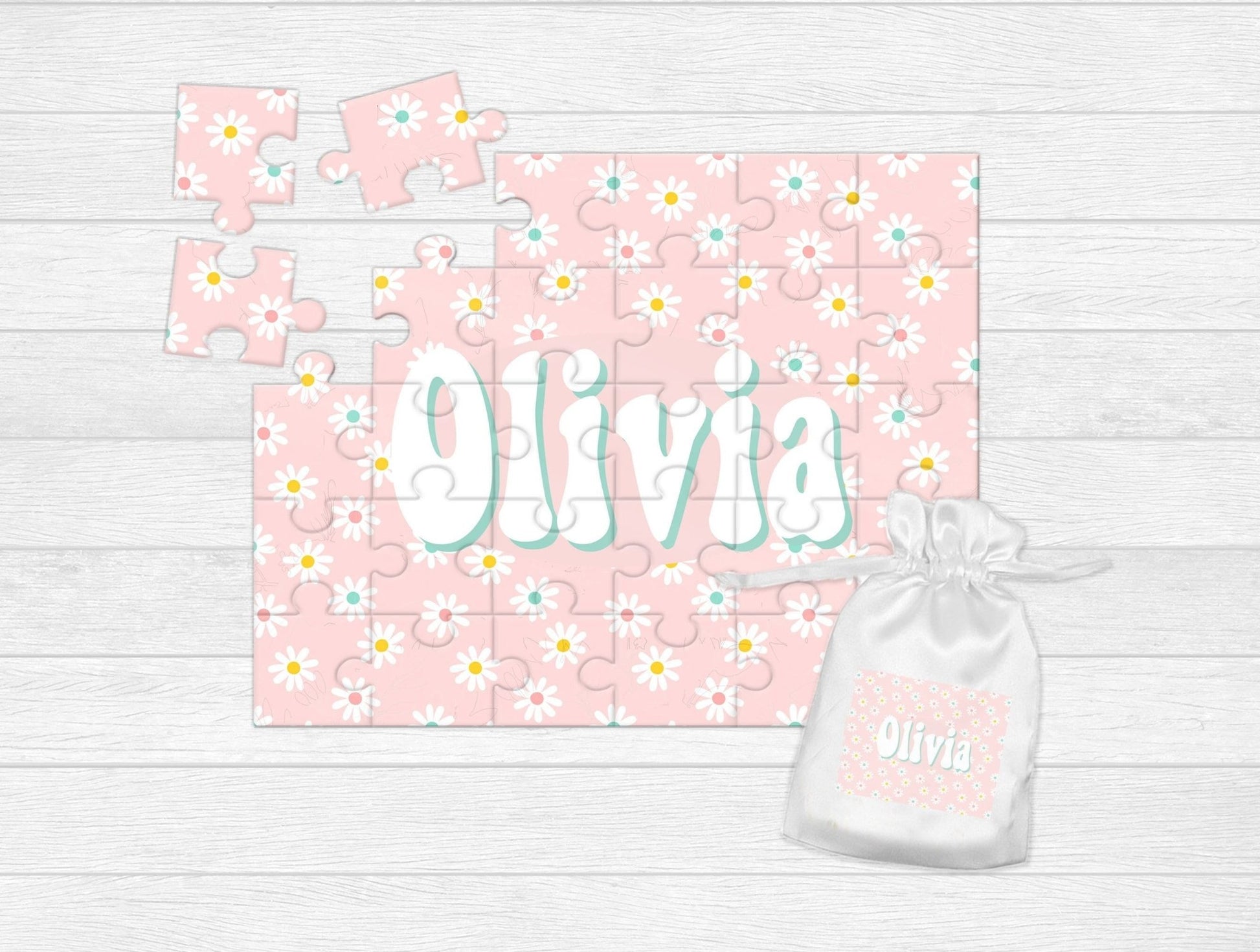 Groovy Daisy Print Girls Name Puzzle Easter Basket Stuffer For Girls - Squishy Cheeks