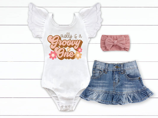 Groovy One Birthday Shirt Personalized Boho Hippie Daisy Leotard 1st Birthday Girl First Birthday Shirt Rainbow Birthday Outfit - Squishy Cheeks