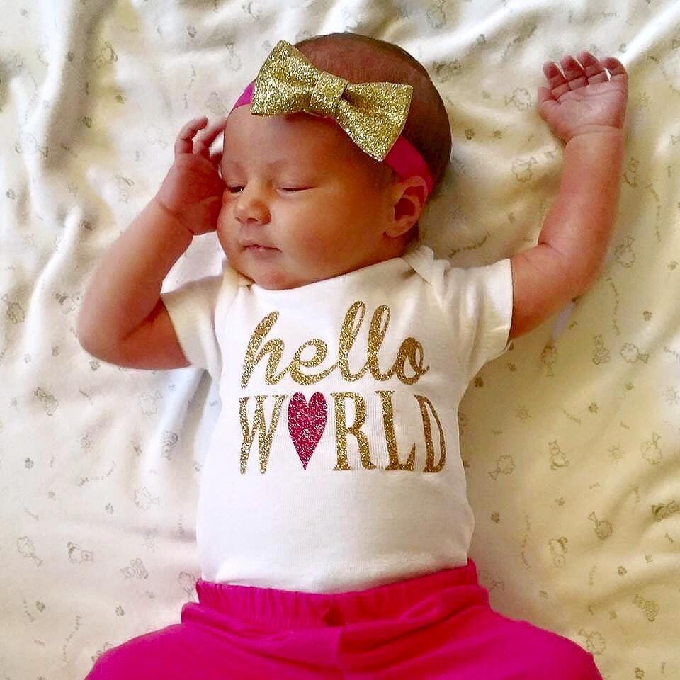 Hello World Newborn Take Home Bodysuit - Squishy Cheeks