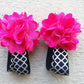 Hot Pink, Black and Metallic Quatrefoil Piggy Petals - Squishy Cheeks