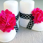 Hot Pink, Black and Metallic Quatrefoil Piggy Petals - Squishy Cheeks