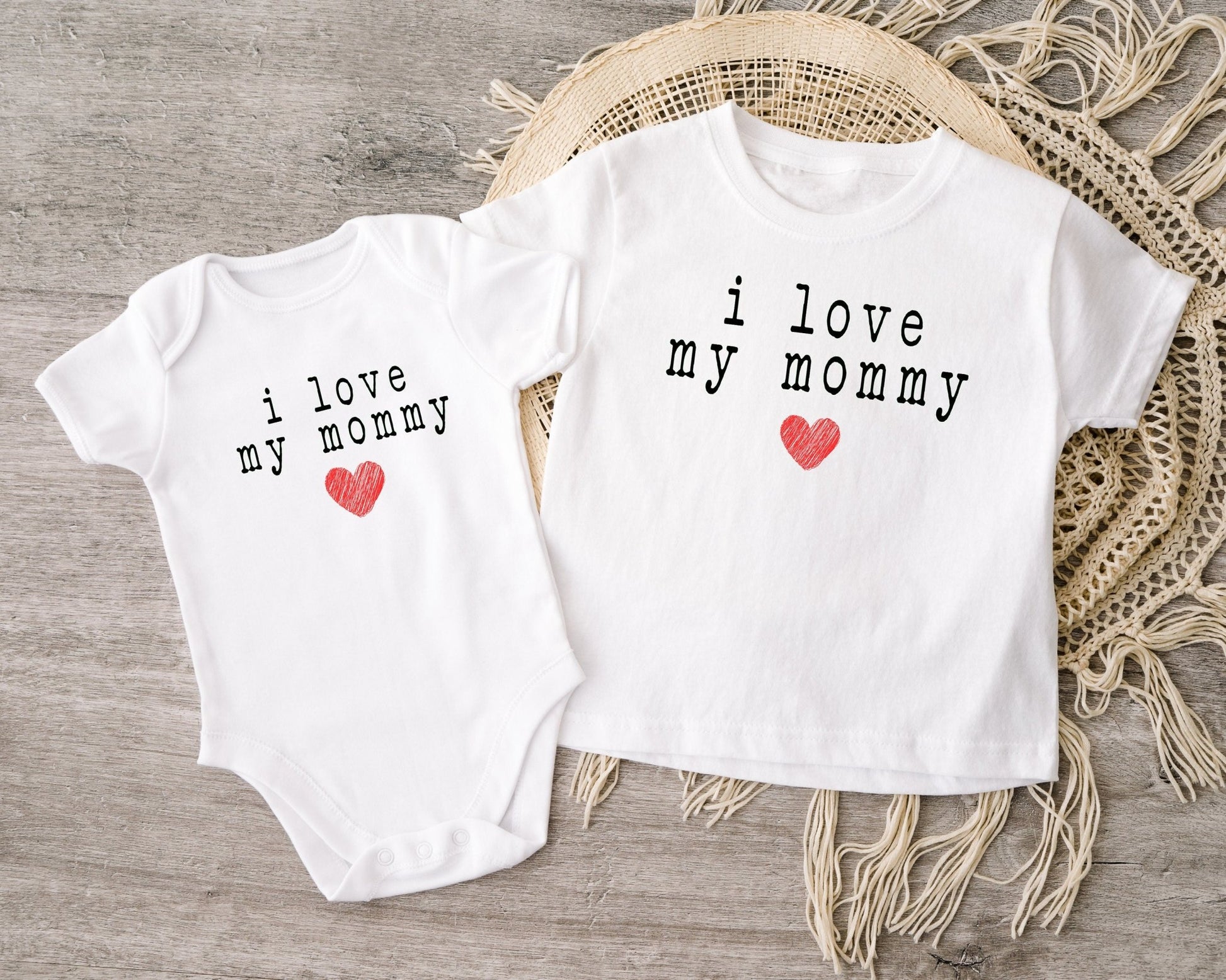 I Love My Mommy Gender Neutral Onesie® First Mothers Day Gift Baby Toddler Tee - Squishy Cheeks