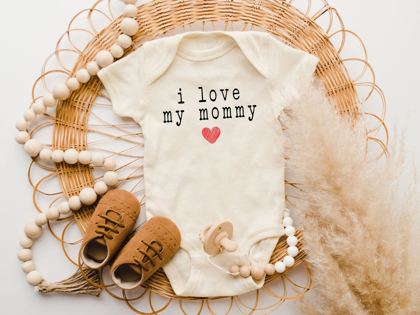 I Love My Mommy Gender Neutral Onesie® First Mothers Day Gift Baby Toddler Tee - Squishy Cheeks