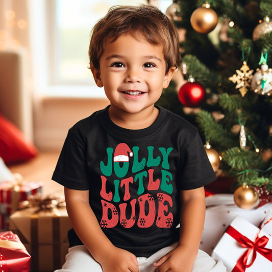 Jolly Little Dude Retro Christmas Shirt Christmas Hipster Toddler Boy Christmas - Squishy Cheeks