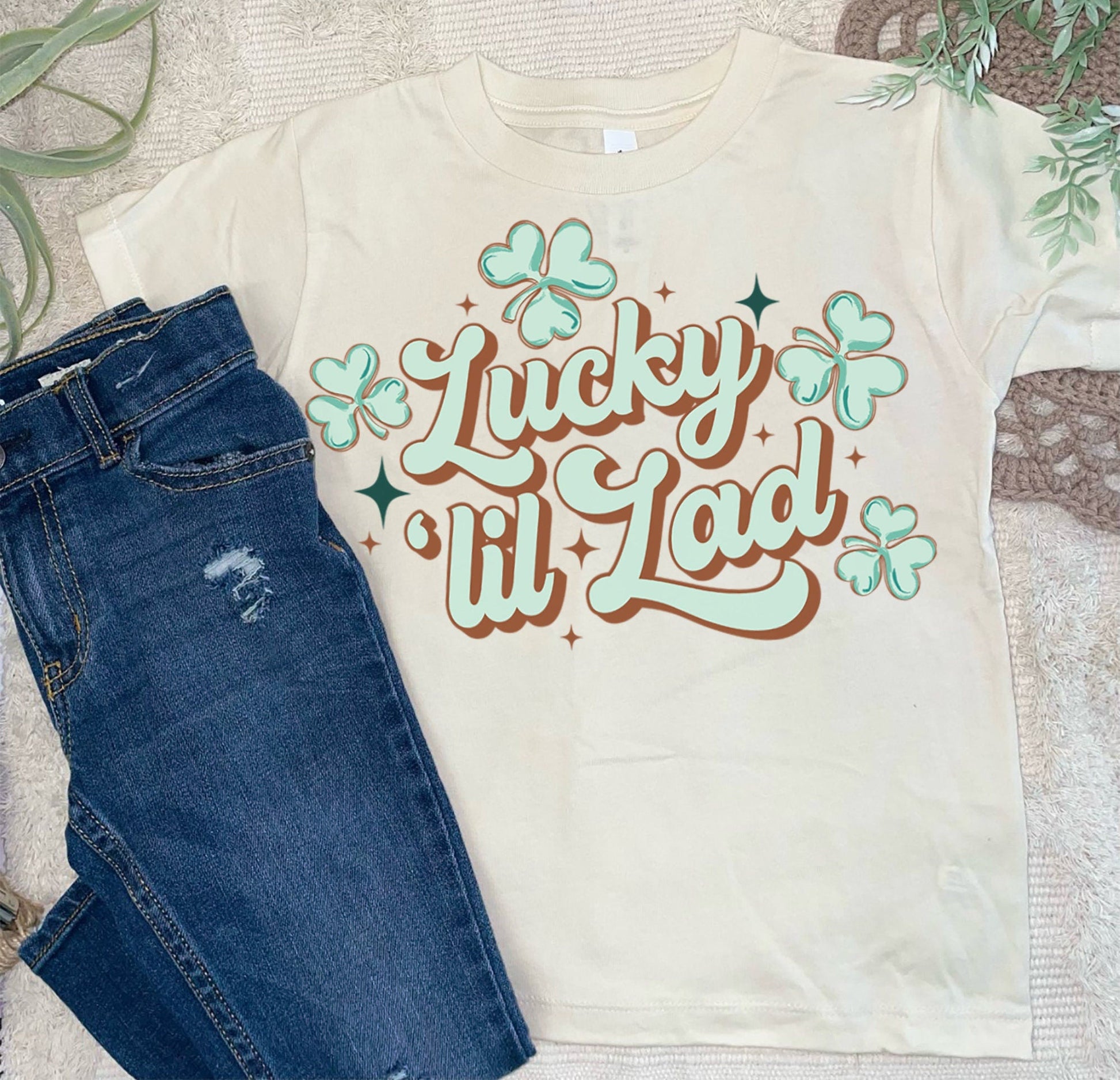 Lucky Lil Lad St Patricks Day Shirt Onesie® Boy Raglan Tee - Squishy Cheeks