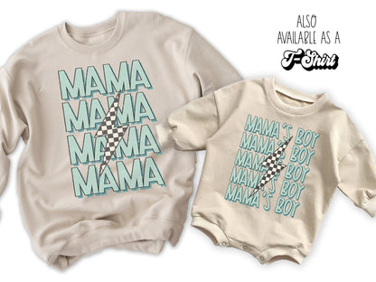 Mama and Mama's Boy Rocker Matching Mom Kids Sweatshirts Mother's Day Mommy and Me Mother Son Shirts - Squishy Cheeks