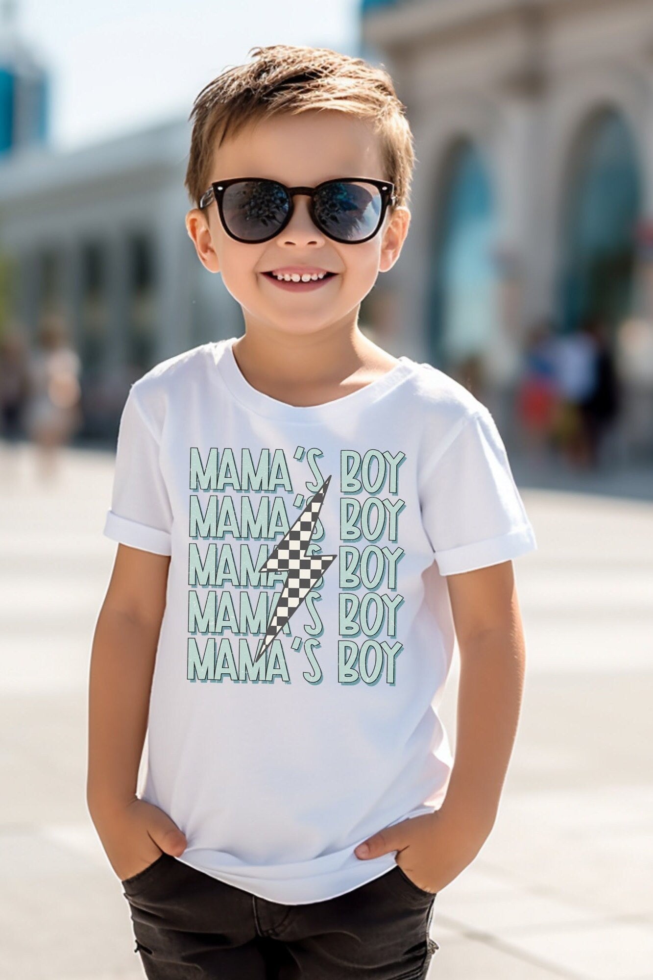 Mama and Mama's Boy Rocker Matching Mom Kids Sweatshirts Mother's Day Mommy and Me Mother Son Shirts - Squishy Cheeks
