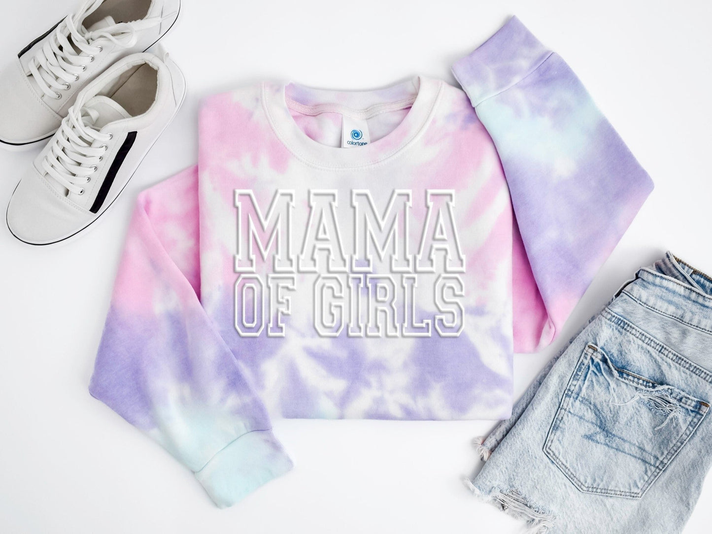 Mama of Girls Tie Dye Sweatshirt Mothers Day Gift - Squishy Cheeks