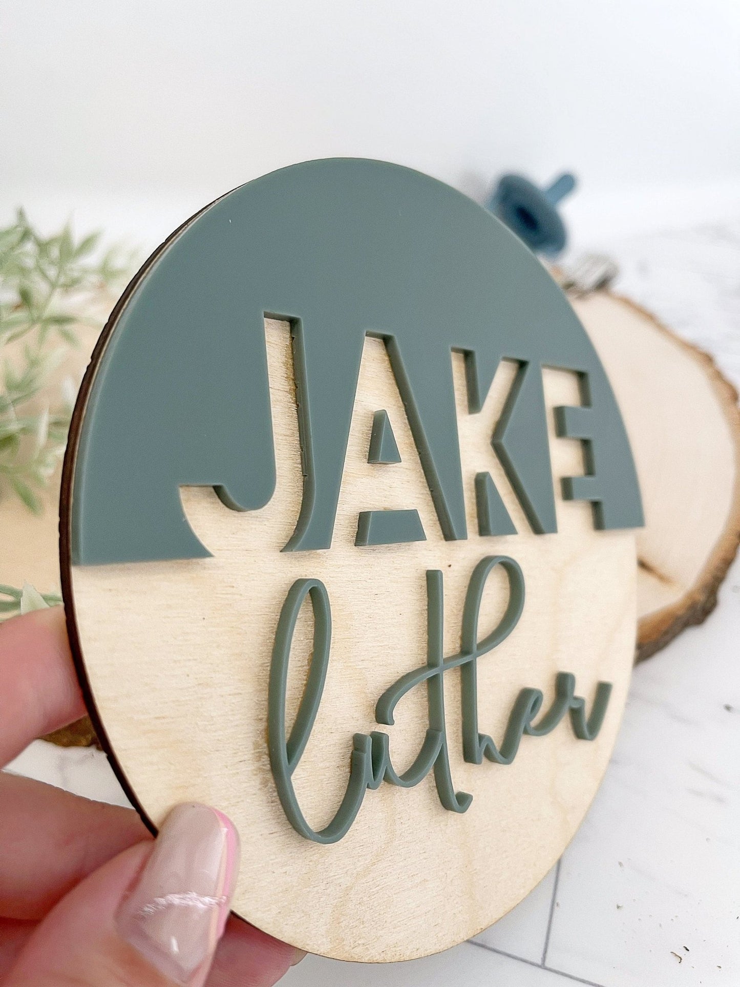 Matte Name Sign Baby 3D Name Announcement Sign Nursery Sign Newborn Photo Prop Hospital Plaque Sizes: 5.5 & 11.5 Sage Navy Mustard and MORE - Squishy Cheeks