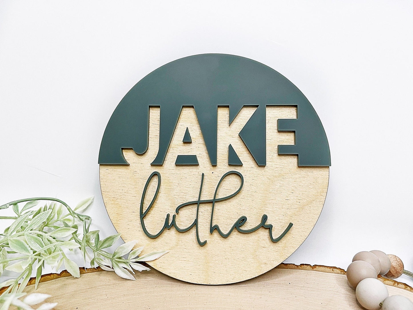 Matte Name Sign Baby 3D Name Announcement Sign Nursery Sign Newborn Photo Prop Hospital Plaque Sizes: 5.5 & 11.5 Sage Navy Mustard and MORE - Squishy Cheeks