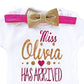 Miss Has Arrived Personalized Newborn Take Home Outfit - Squishy Cheeks