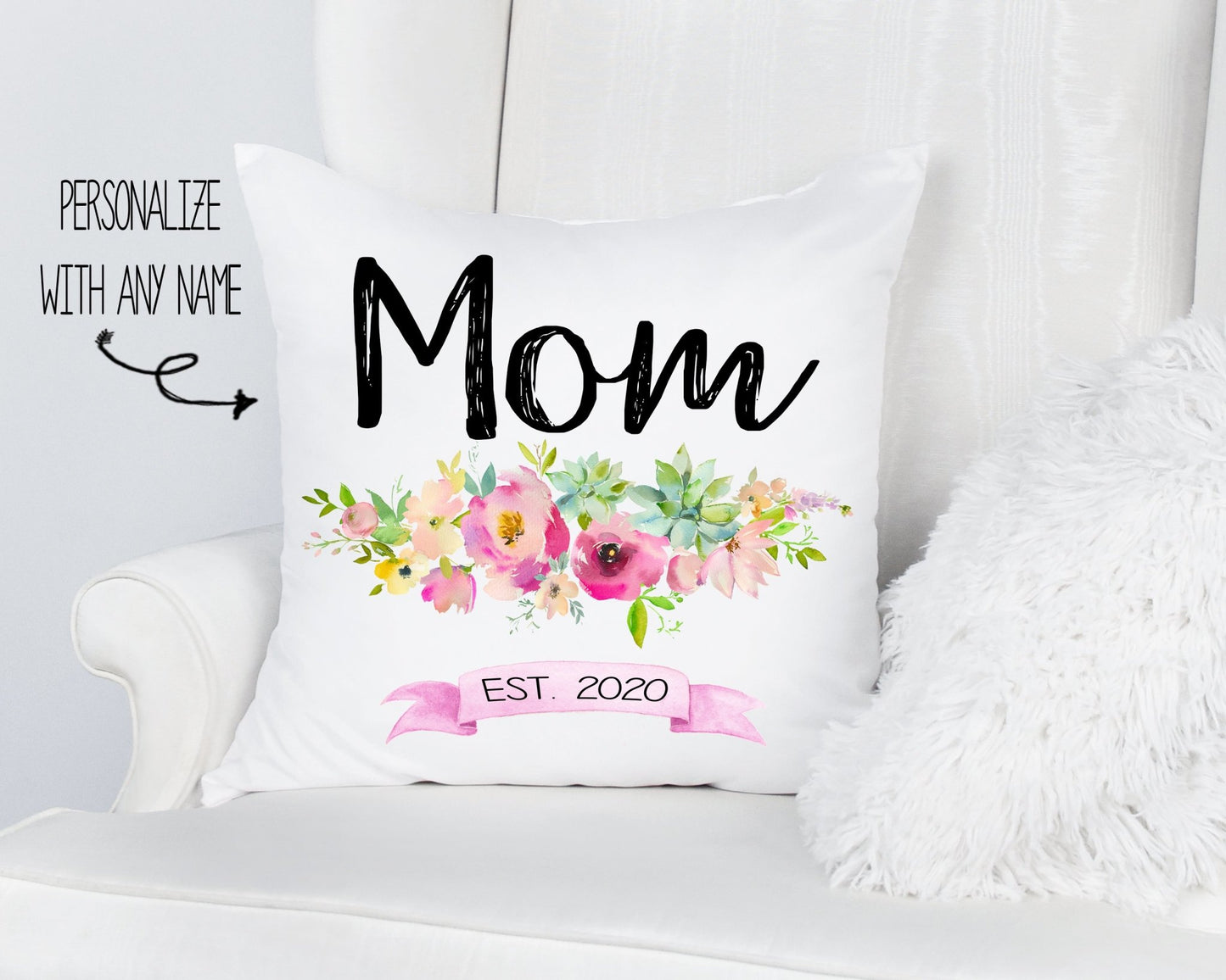 Mom Est. Personalized Mother's Day Pillow - Squishy Cheeks