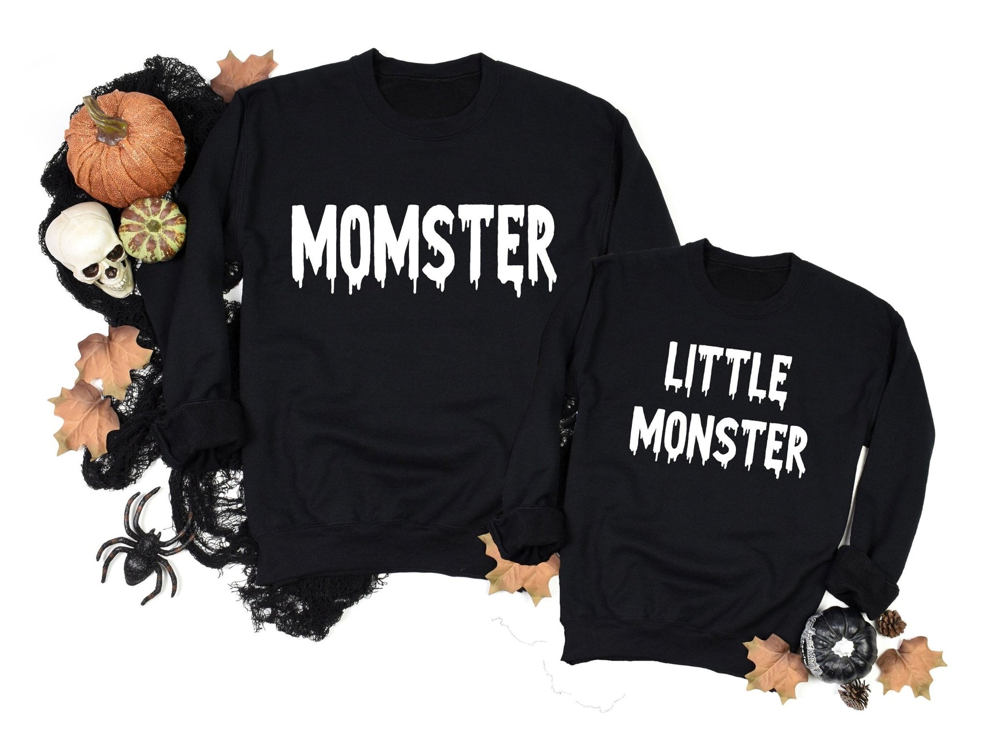 Momster and Mini Monster Sweatshirts Matching Mommy and Me Halloween Shirts Mother and Son Shirts - Squishy Cheeks