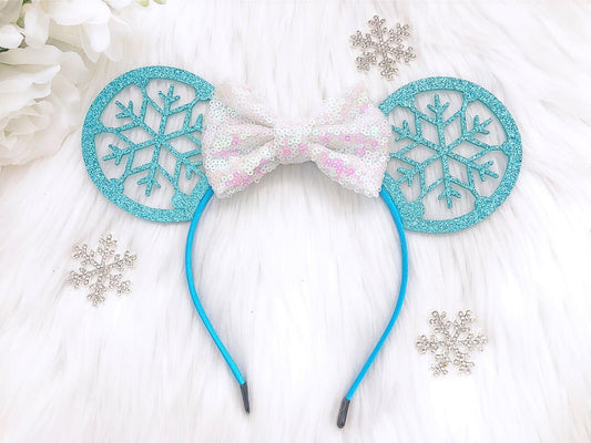 Mouse Ear Frozen Sequin Bow Headband - Squishy Cheeks