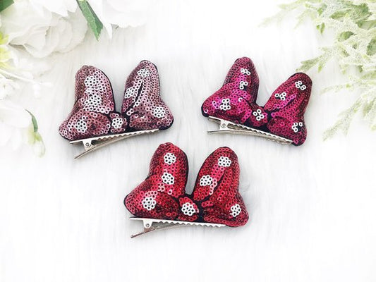 Mouse Sequin Bow Hair Clip - Squishy Cheeks
