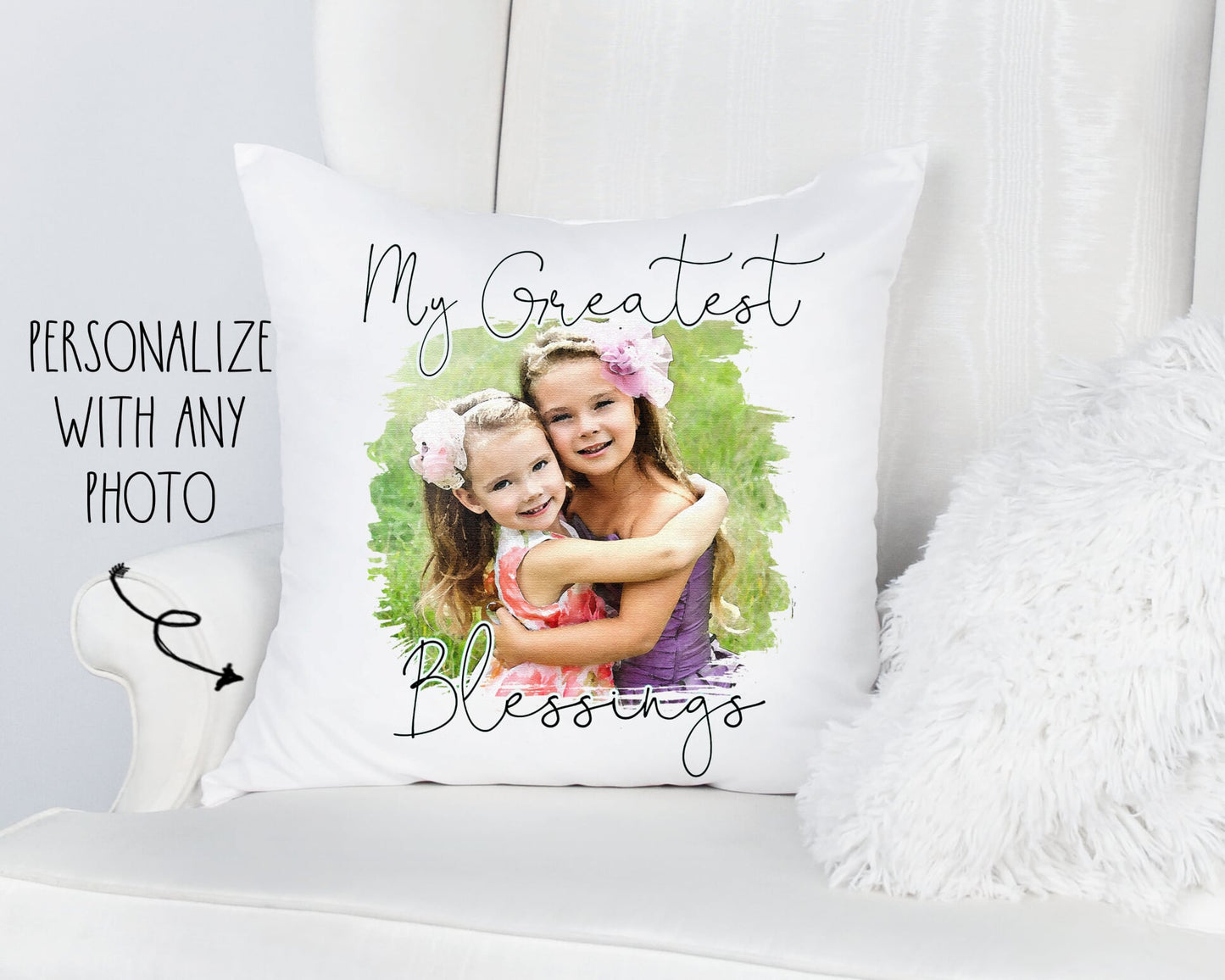 My Greatest Blessings Custom Photo Throw Pillow - Squishy Cheeks